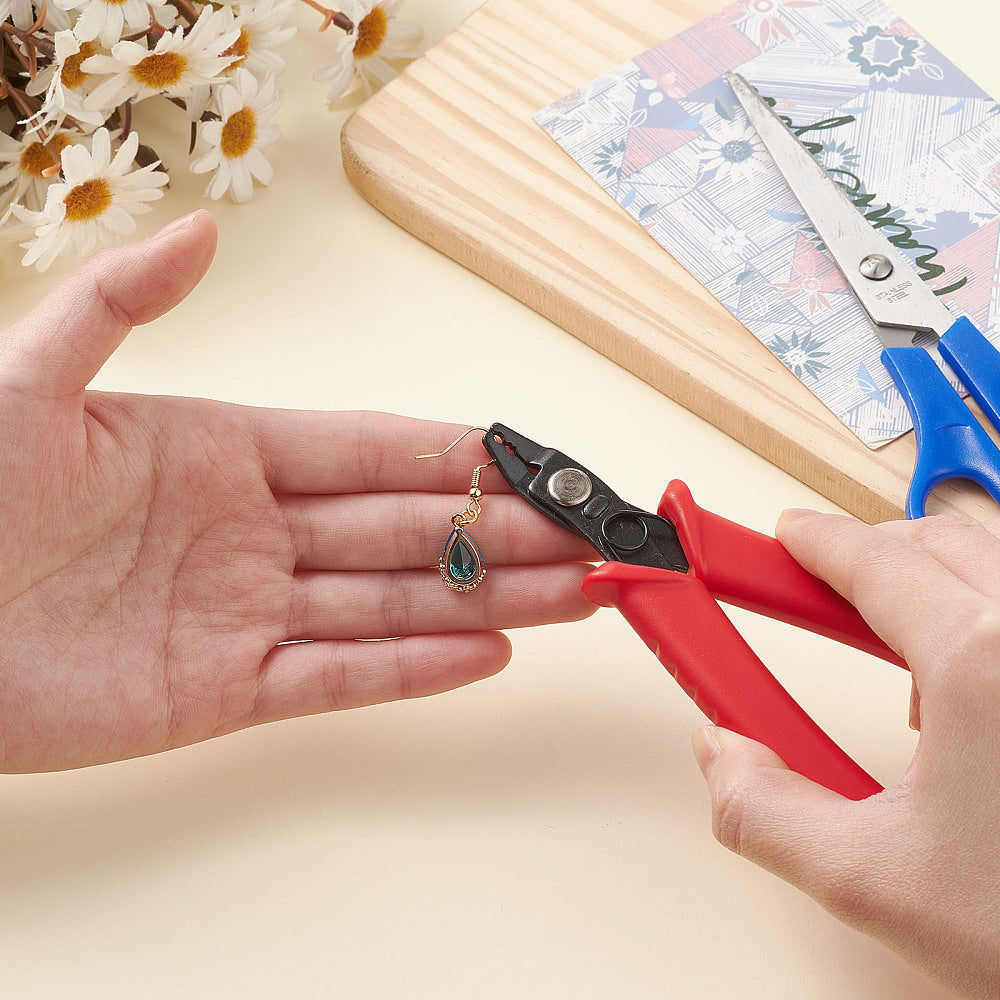 Crimping Pliers for Jewelry Making – Crimp Bead Tool with Wire Cutter – Red Handle Jewelry Pliers The Pink Bead Shop