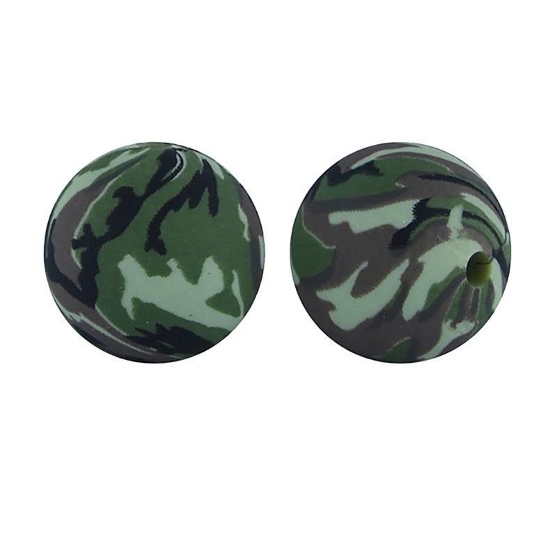 15mm Green Camouflage Silicone Bead | The Pink Bead Shop Canada