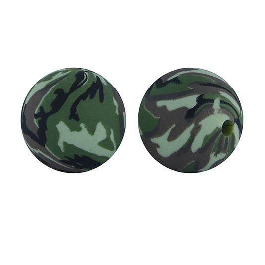 15mm Green Camouflage Silicone Bead | The Pink Bead Shop Canada