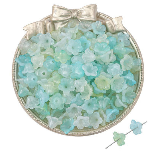 Acrylic Flower Bead Caps 12x7mm | Aquamarine | Bulk | The Pink Bead Shop Canada