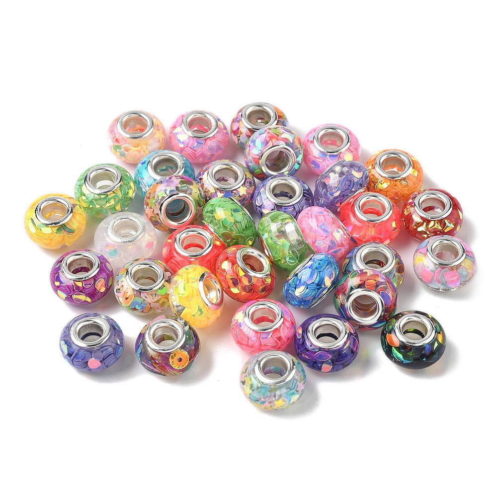 Bulk Transparent Resin Large Hole Beads – Mixed Colours 14mm | The Pink Bead Shop Canada