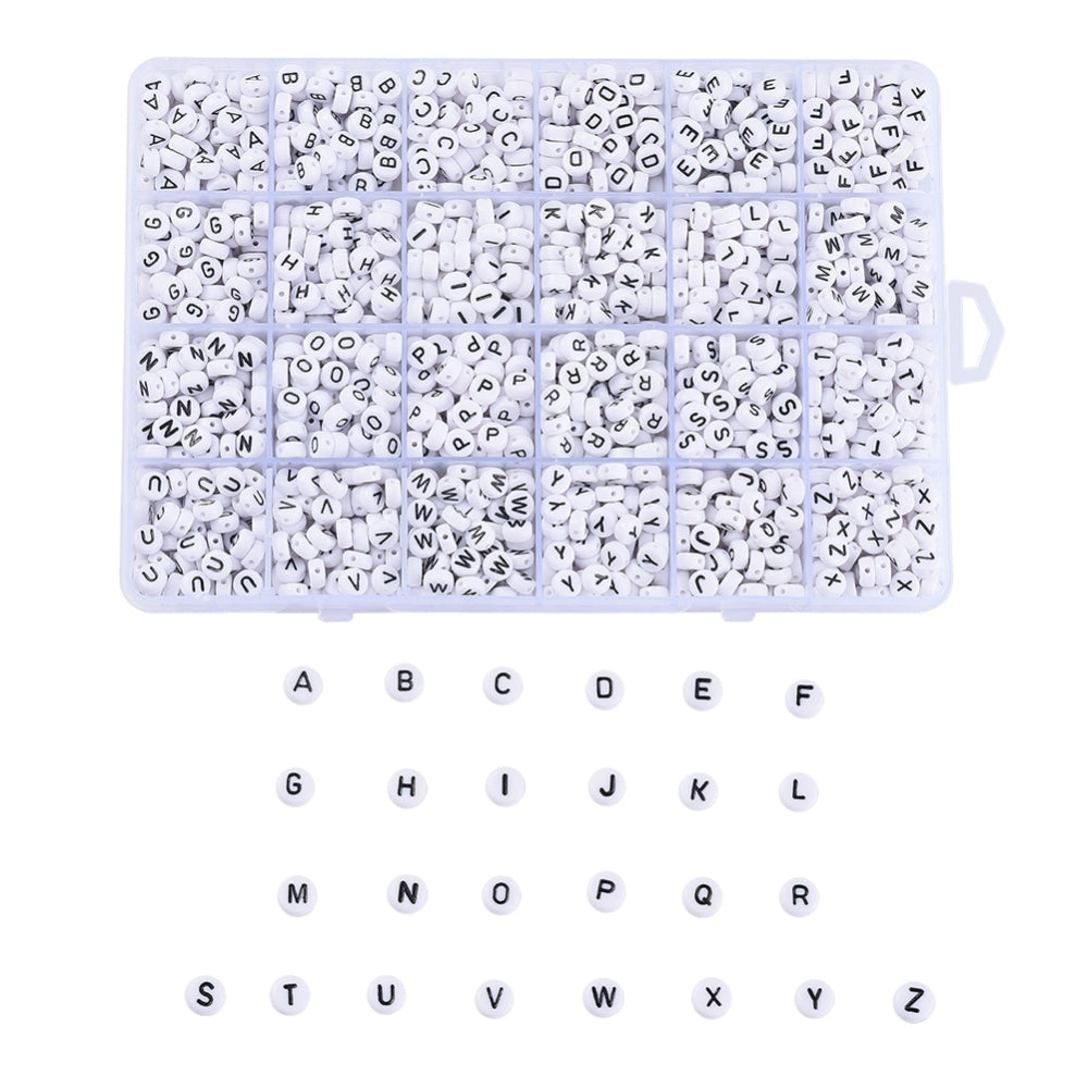 White Acrylic Alphabet Bead Box – A–Z Letters 7mm | The Pink Bead Shop Canada