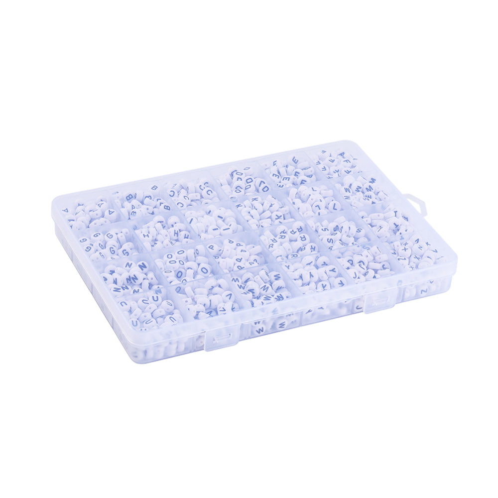 White Acrylic Alphabet Bead Box – A–Z Letters 7mm | The Pink Bead Shop Canada