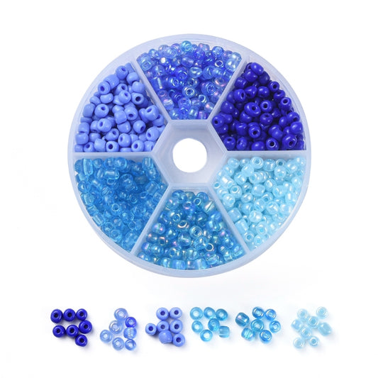 6/0 Glass Seed Beads Blue Mix – 60g Box | The Pink Bead Shop Canada