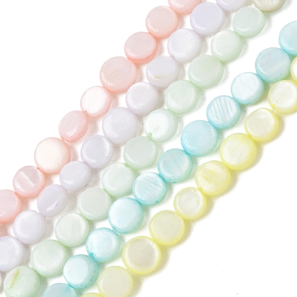 Freshwater Shell 6mm Coin Beads – Pastel Mixed Colours | The Pink Bead Shop Canada