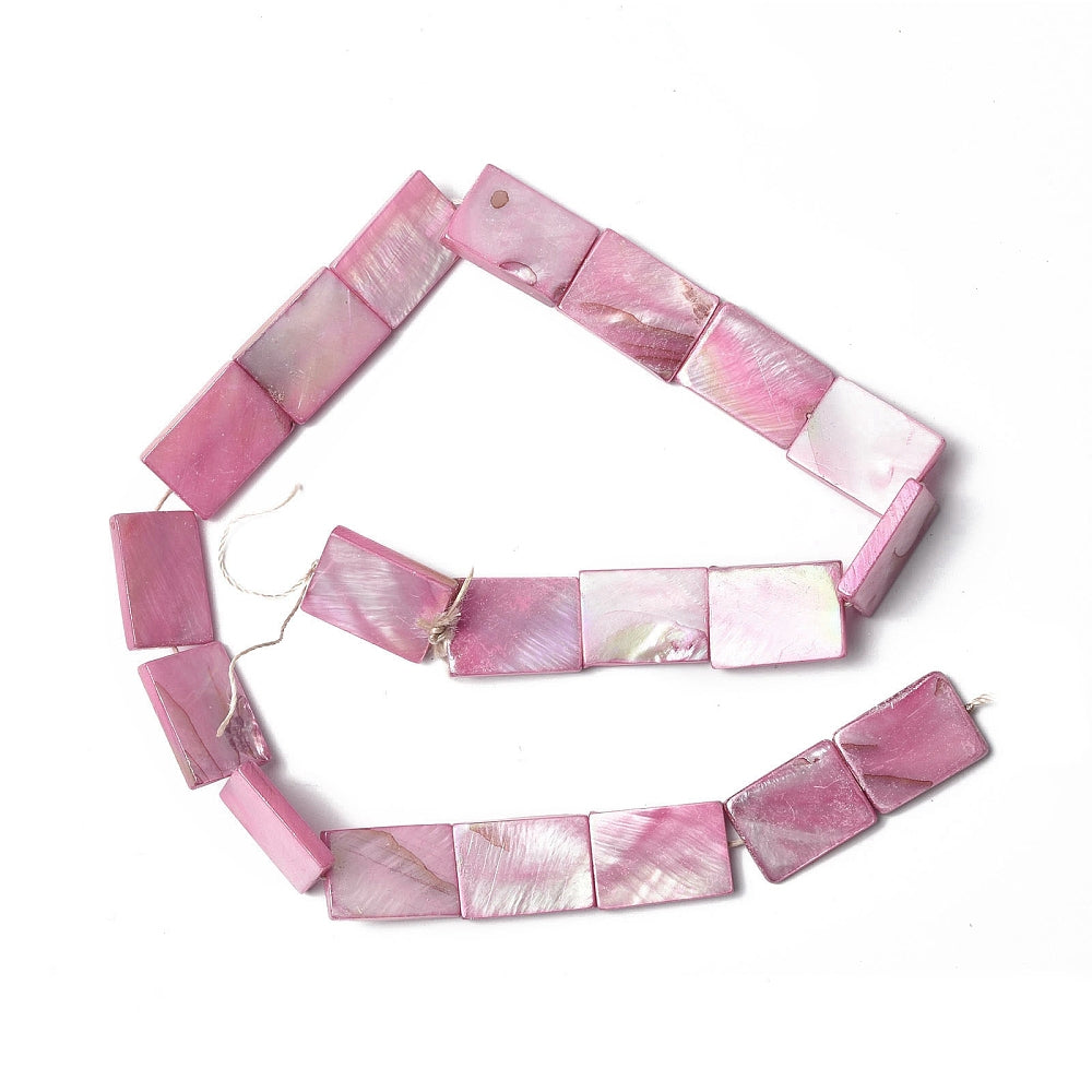 Electroplated Freshwater Shell Rectangle Beads – Pink AB (21mm Strand) | The Pink Bead Shop Canada