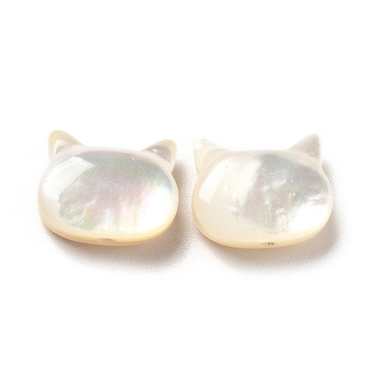 Natural White Shell Cat Beads 10.5mm – 2 Pack | The Pink Bead Shop Canada