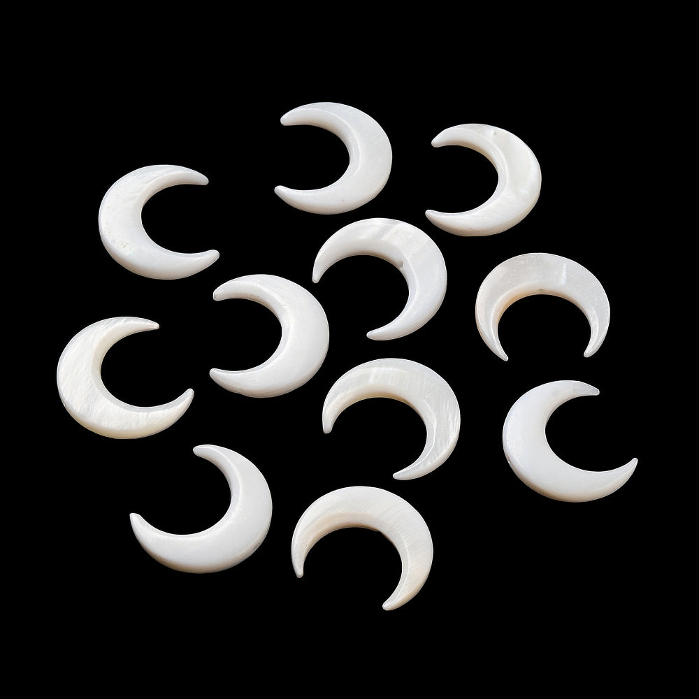 Natural White Shell Moon Beads 20x17mm – 2 Pack | The Pink Bead Shop Canada
