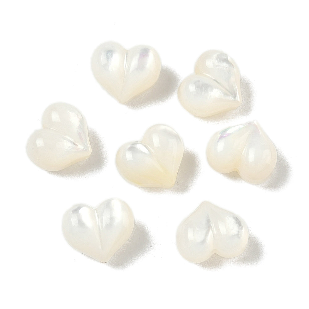 Natural White Shell Peach Heart Beads 9.5x10.5mm – 2 Pack | The Pink Bead Shop Canada