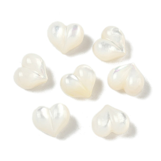 Natural White Shell Peach Heart Beads 9.5x10.5mm – 2 Pack | The Pink Bead Shop Canada