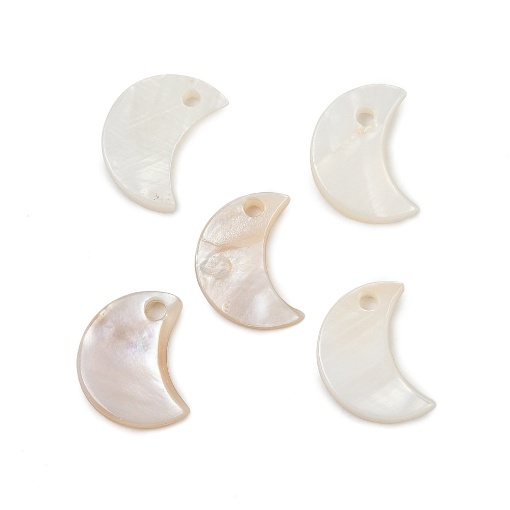 Natural Freshwater Shell Crescent Moon Charms 13mm Creamy White – 2 Pack | The Pink Bead Shop Canada