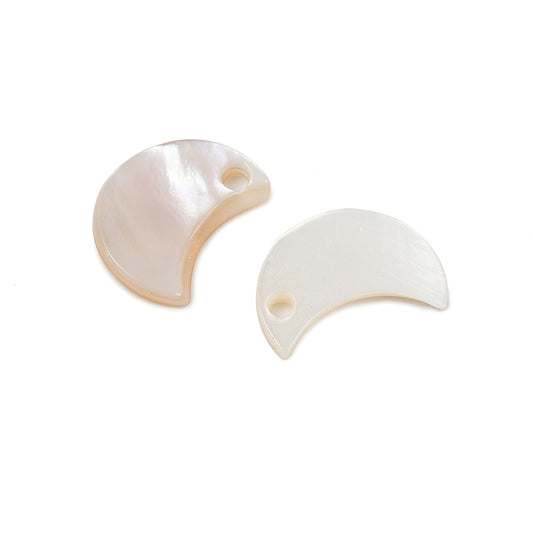 Natural Freshwater Shell Crescent Moon Charms 13mm Creamy White – 2 Pack | The Pink Bead Shop Canada