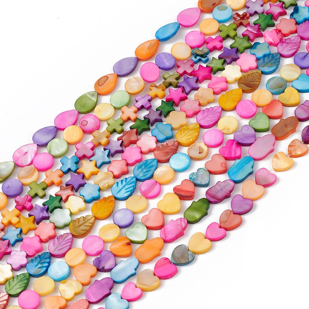 Freshwater Shell Beads – Mixed Shapes (Hearts, Leaves & Teardrops) The Pink Bead Shop