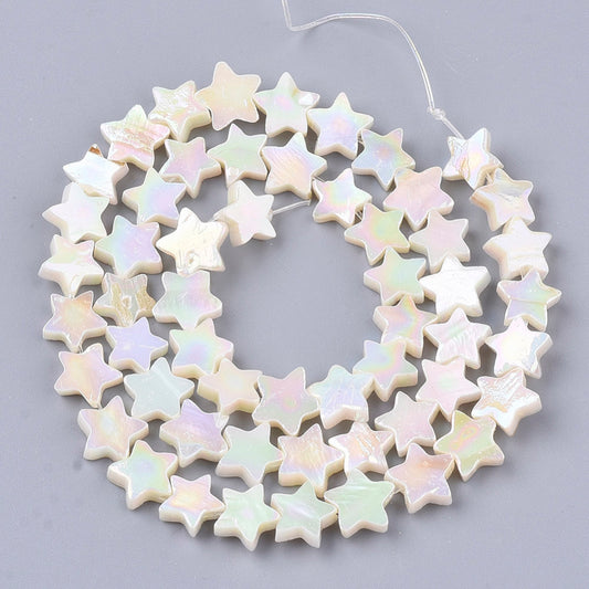 Freshwater Shell Star Beads – AB Creamy White | The Pink Bead Shop Canada