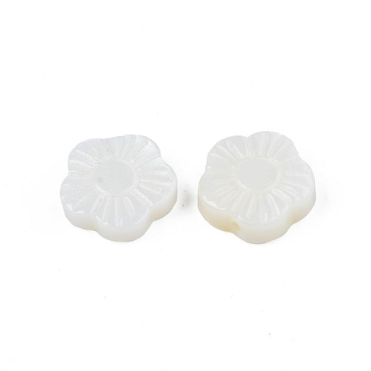 Natural White Shell Flower Beads 10mm – 2 Pack | The Pink Bead Shop Canada