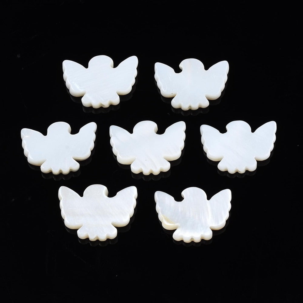 Freshwater Shell Bird Beads – WhiteSmoke, 17×13×3mm 2 Pack The Pink Bead Shop