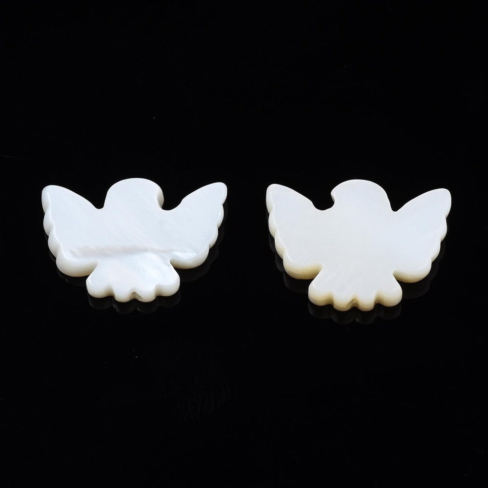 Freshwater Shell Bird Beads – WhiteSmoke, 17×13×3mm 2 Pack The Pink Bead Shop