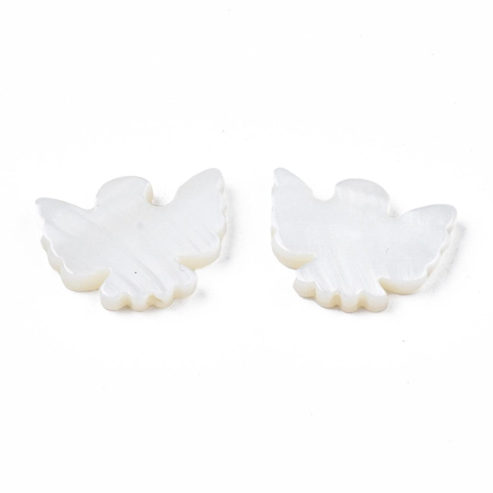 Freshwater Shell Bird Beads – WhiteSmoke, 17×13×3mm 2 Pack The Pink Bead Shop