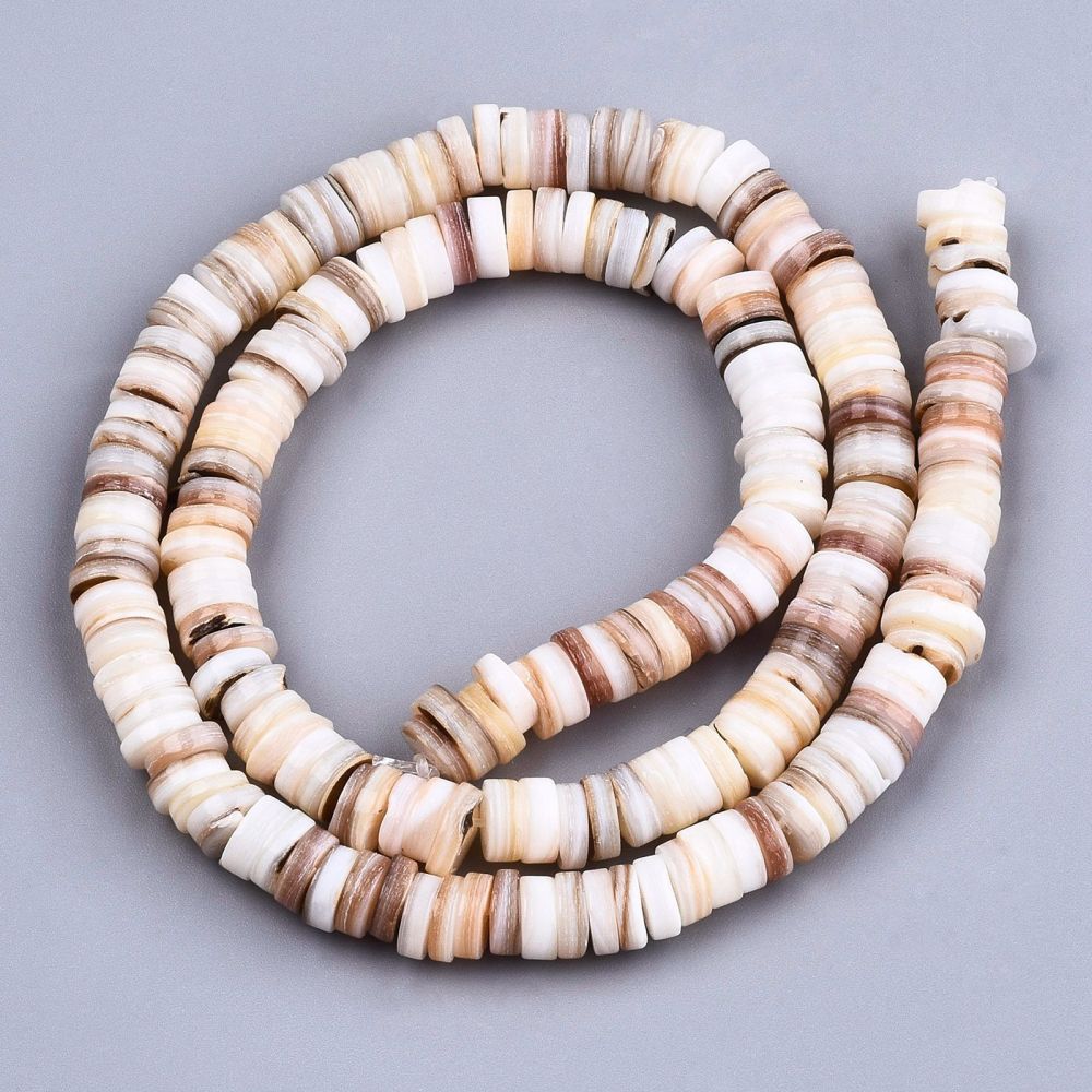 Freshwater Shell Natural Heishi Beads – 6–7mm Burlywood | The Pink Bead Shop Canada