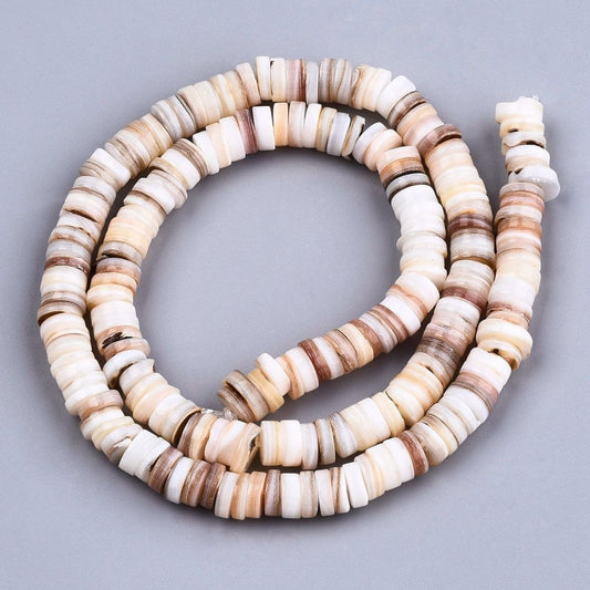 Freshwater Shell Natural Heishi Beads – 6–7mm Burlywood | The Pink Bead Shop Canada