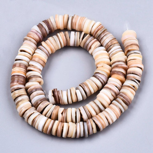 Freshwater Shell Natural Heishi Beads – Burlywood | The Pink Bead Shop Canada