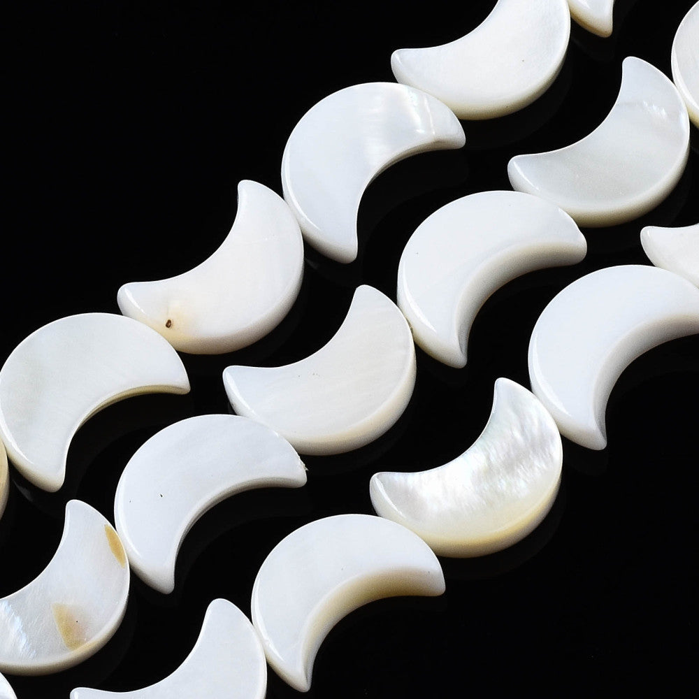 Freshwater Shell Natural Moon Beads – White Crescent Moon Beads | The Pink Bead Shop Canada