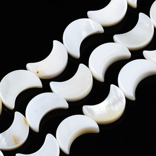 Freshwater Shell Natural Moon Beads – White Crescent Moon Beads | The Pink Bead Shop Canada