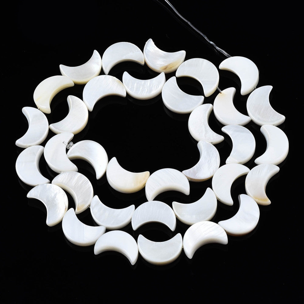 Freshwater Shell Natural Moon Beads – White Crescent Moon Beads | The Pink Bead Shop Canada