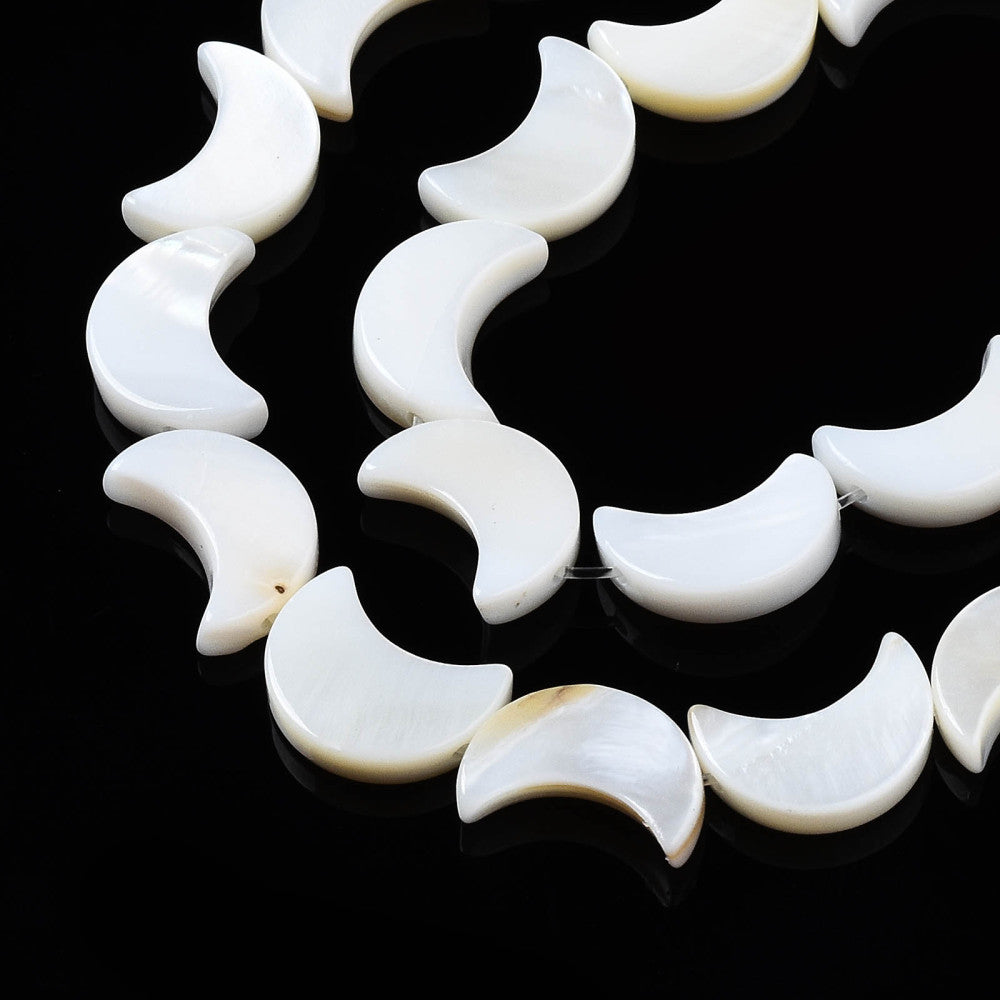 Freshwater Shell Natural Moon Beads – White Crescent Moon Beads | The Pink Bead Shop Canada