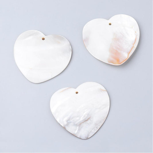 Freshwater Shell Heart Pendants – Floral White, 2 Pack | The Pink Bead Shop Canada