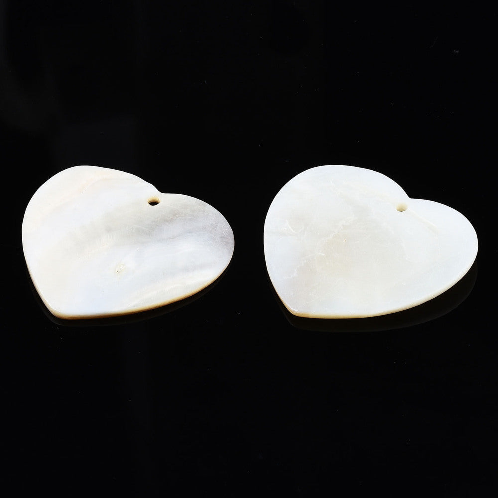 Freshwater Shell Heart Pendants – Seashell White, 2 Pack | The Pink Bead Shop Canada