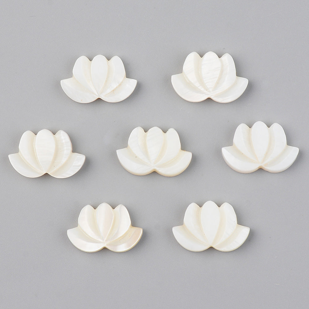 Natural Shell Lotus Flower Beads – Half Drilled Freshwater Shell 2 Pack The Pink Bead Shop