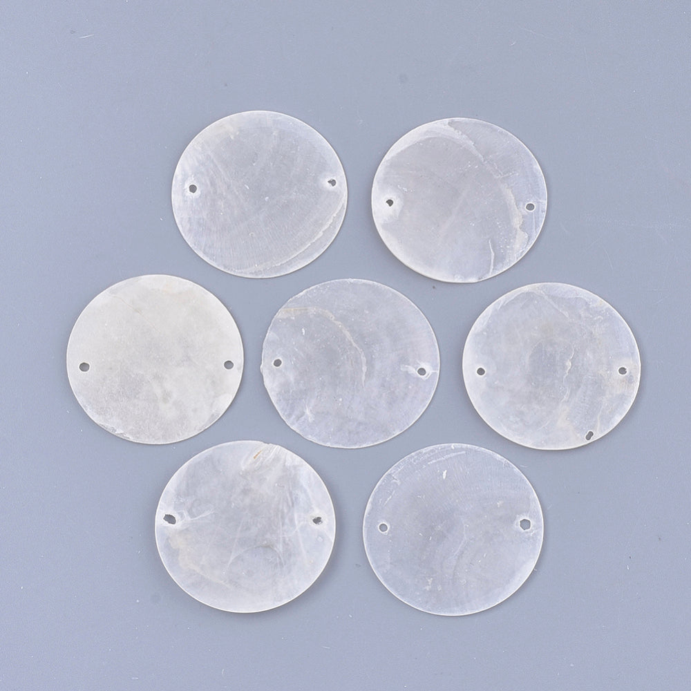Capiz Shell Round Connectors 50mm – Natural White (20 Pack) | The Pink Bead Shop Canada