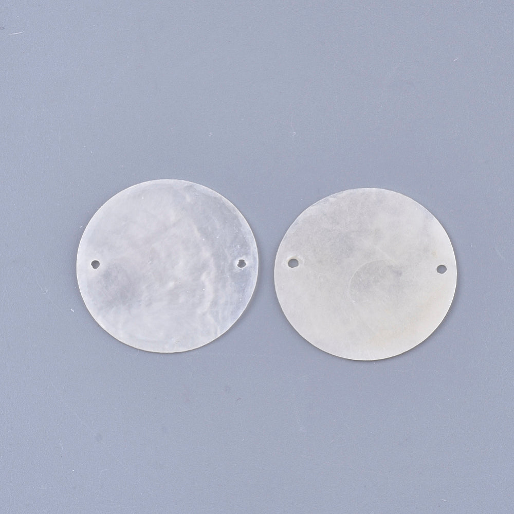 Capiz Shell Round Connectors 50mm – Natural White (20 Pack) | The Pink Bead Shop Canada