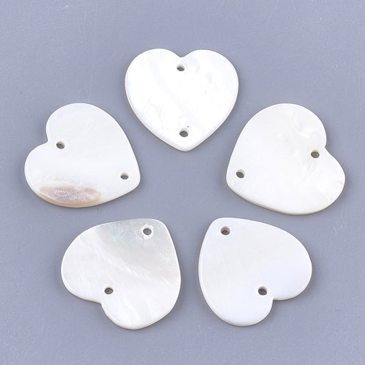 Creamy White Shell Heart Connectors 2 Pack – Natural Freshwater Shell Links The Pink Bead Shop