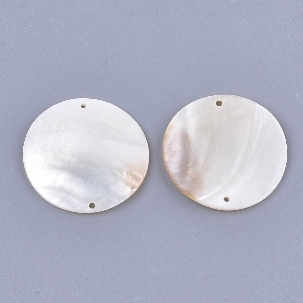 Large Creamy White Shell Connector Discs – Round Freshwater Shell Links 2Pk The Pink Bead Shop