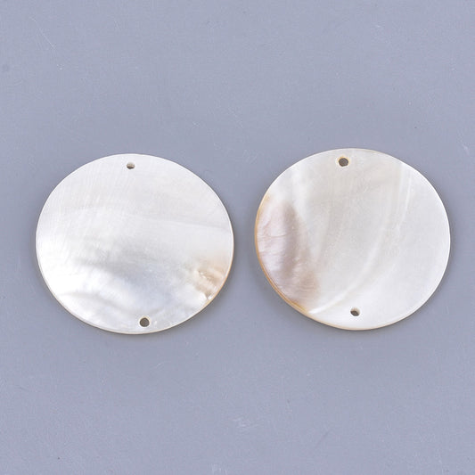 Large Creamy White Shell Connector Discs – Round Freshwater Shell Links 2Pk The Pink Bead Shop