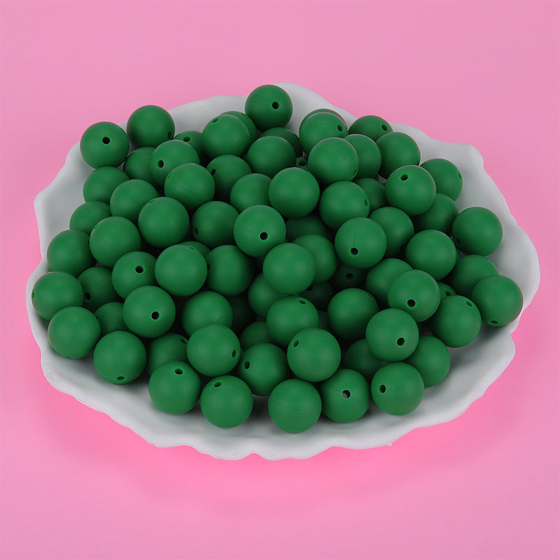 15mm Green Round Silicone Bead | The Pink Bead Shop Canada