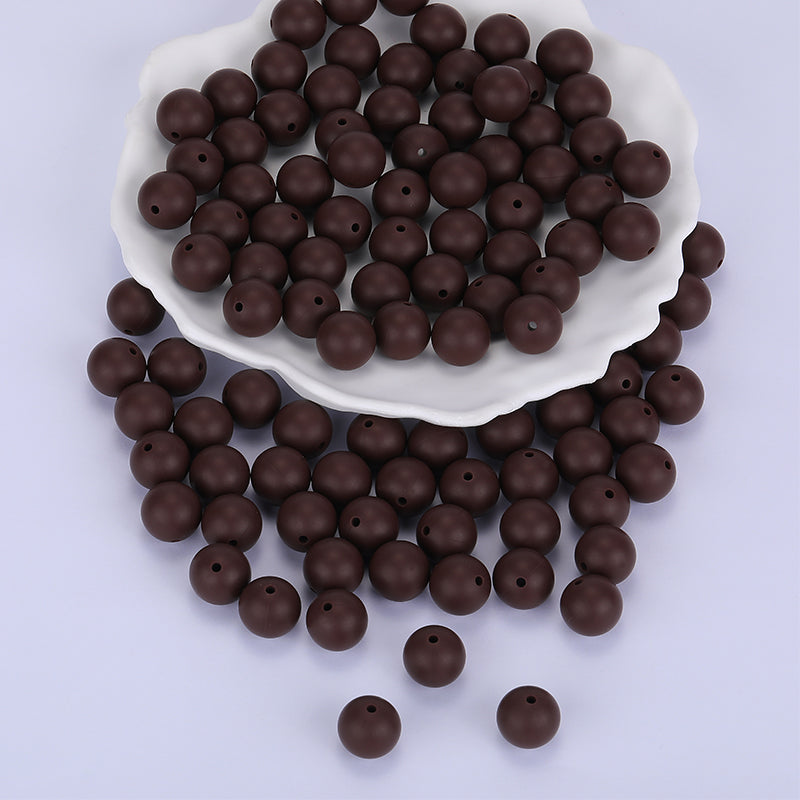 15mm Coffee Round Silicone Bead | The Pink Bead Shop Canada