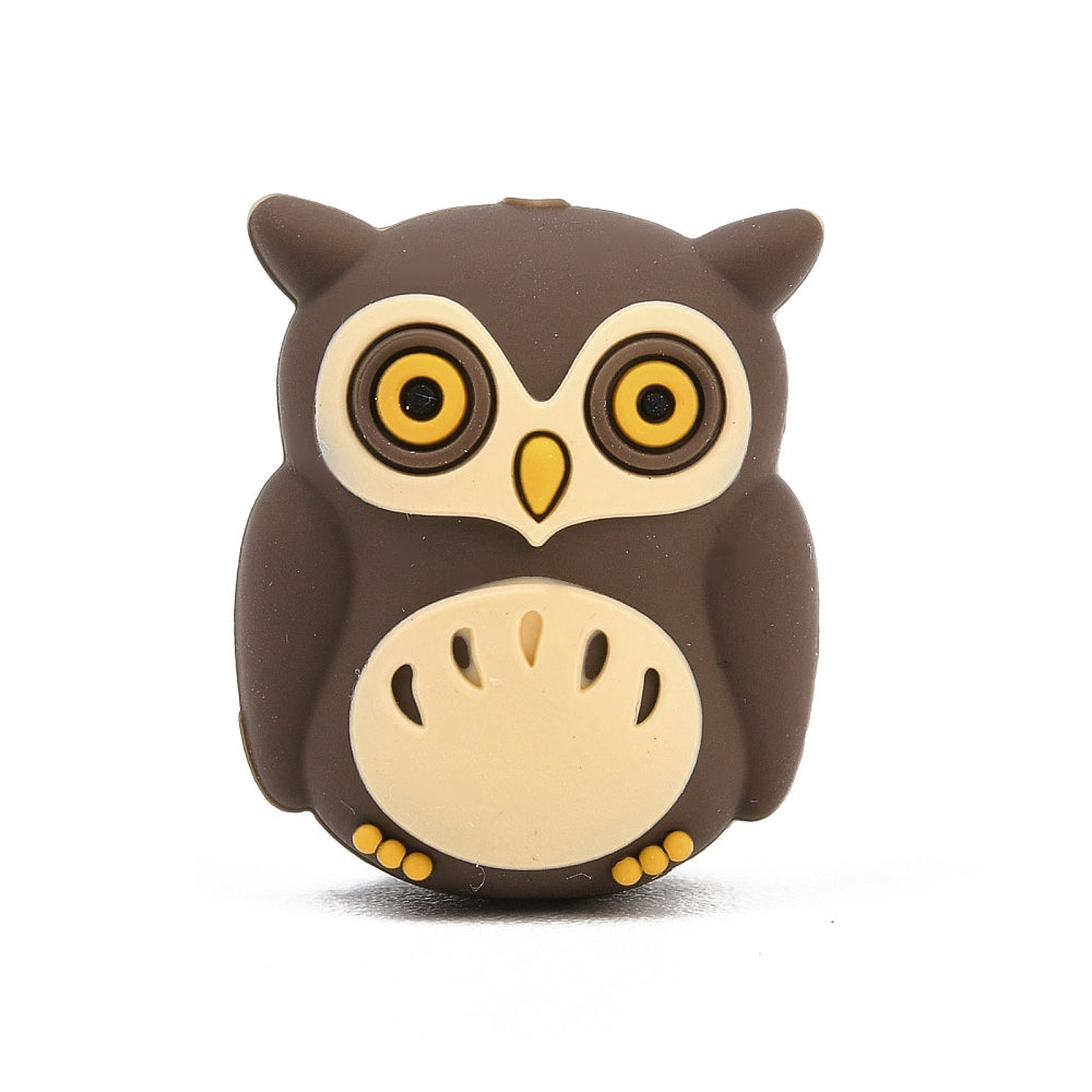 Coffee Owl Silicone Focal Bead 26mm | The Pink Bead Shop Canada