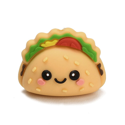 Cute Taco Silicone Focal Bead 27.5mm | The Pink Bead Shop Canada