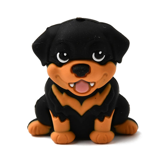 Rottweiler Silicone Focal Beads | Dog Silicone Beads | The Pink Bead Shop Canada