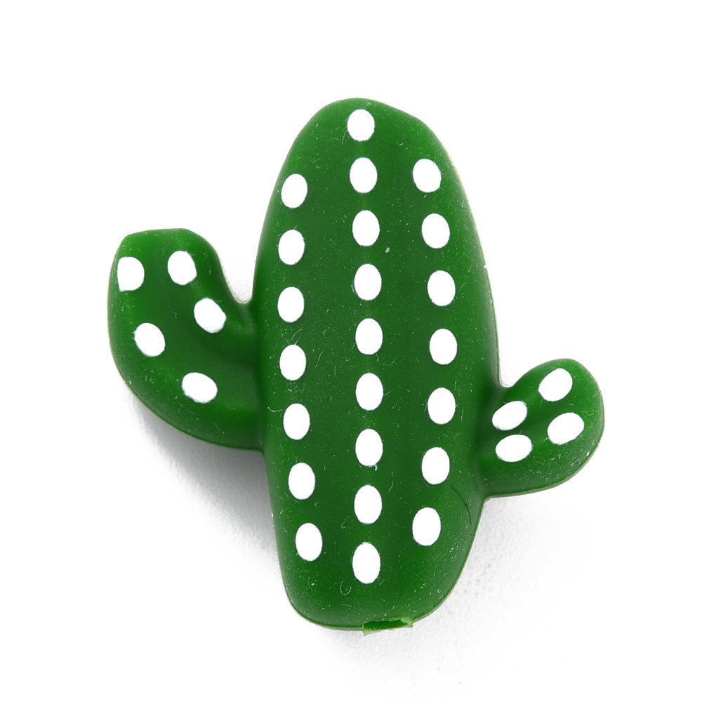 Silicone Focal Beads, Cactus, Green