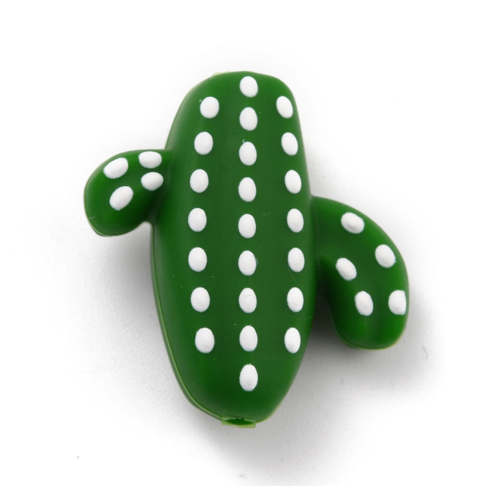 Silicone Focal Beads, Cactus, Green