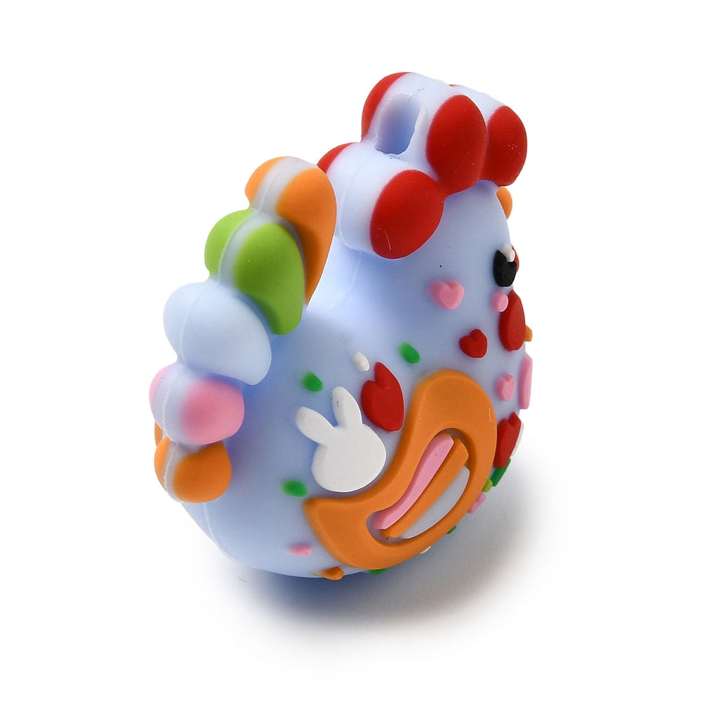 Colorful Rooster Silicone Focal Beads – 30mm Farm Animal Beads | The Pink Bead Shop Canada