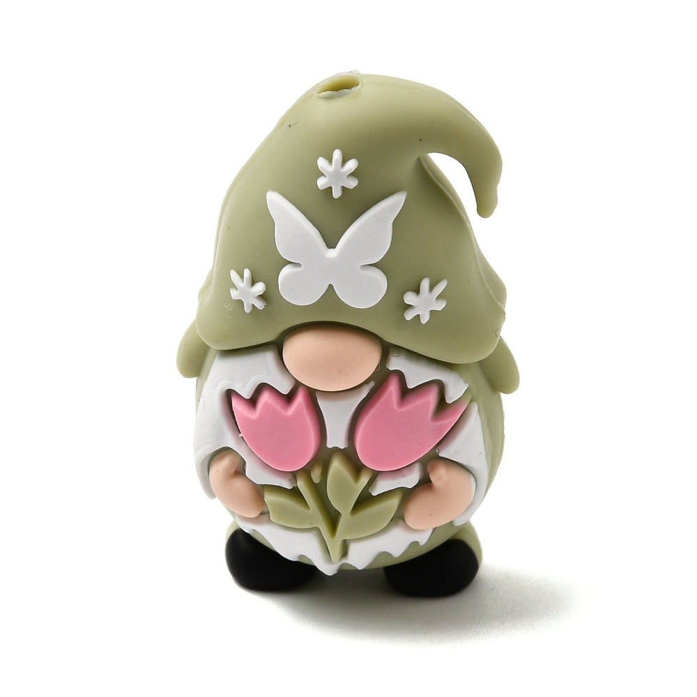 Spring Tulip Gnome Silicone Focal Bead 32mm | The Pink Bead Shop Canada