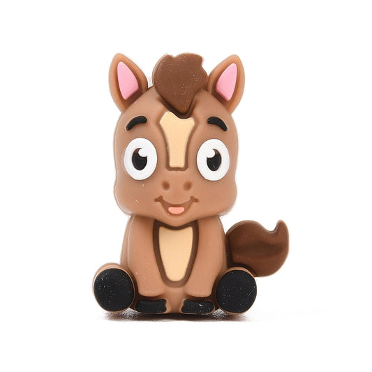 Brown Horse Silicone Focal Bead 30mm | The Pink Bead Shop Canada