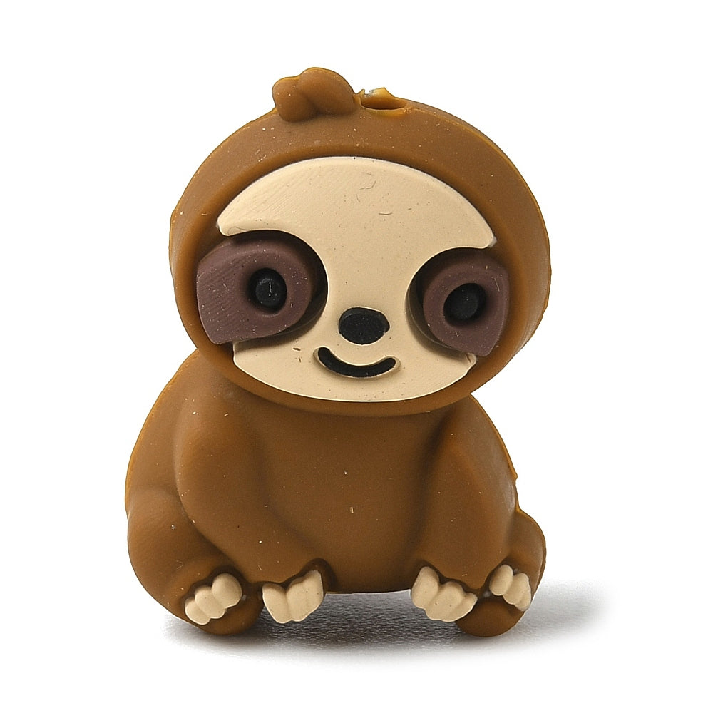 Cute Brown Sloth Silicone Focal Bead 30mm | The Pink Bead Shop Canada