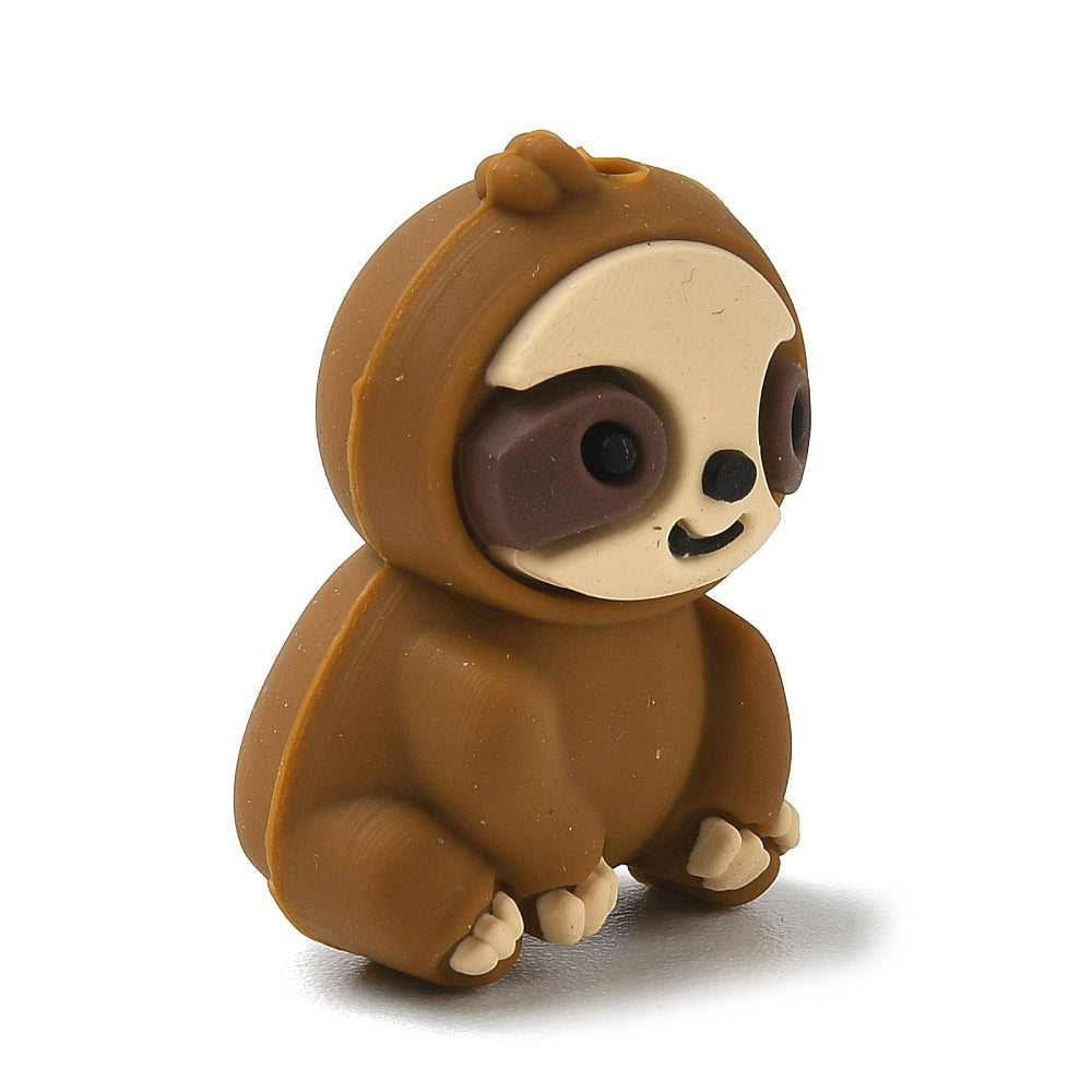 Cute Brown Sloth Silicone Focal Bead 30mm | The Pink Bead Shop Canada