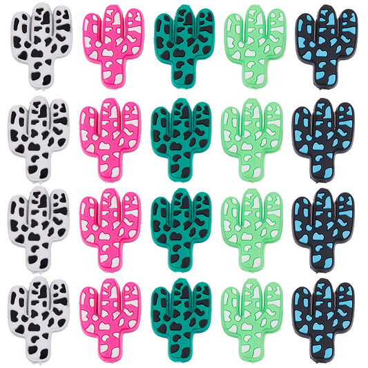 Cactus Silicone Focal Beads – Mixed Colours The Pink Bead Shop